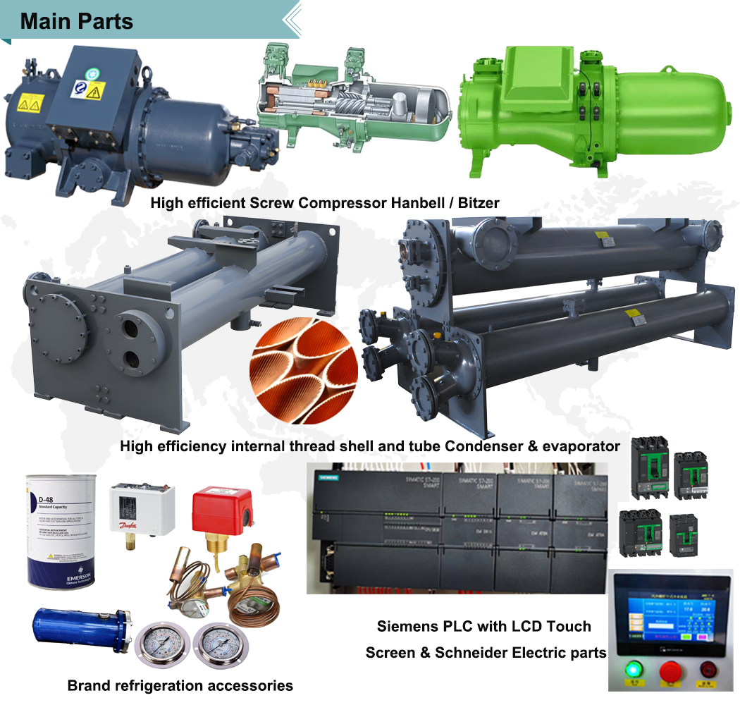 water cooled screw chiller main parts 