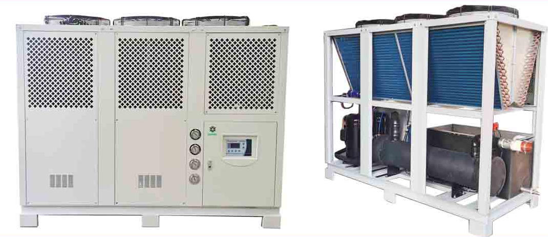 Air cooled chiller for blowing machine